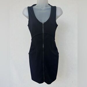 Alexander Wang Black Zip-Front Midi Dress